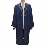 Buhara Yaka Kumaş Nakışlı Cübbe - Lacivert